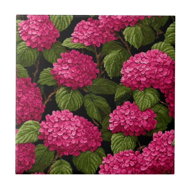 Azulejos De Hydrangeas Marroquinos Elegantes Para  (Frente)