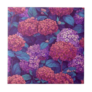Azulejos De Hydrangeas Retro Negrito Para Paviment