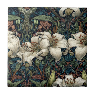 Azulejos de Lírios Florais Ousados Para o Chão da