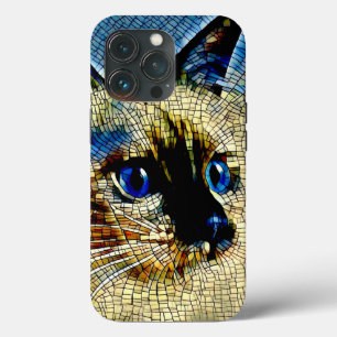 Azulejos de mosaico de gato com olhos azuis
