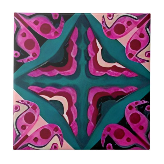 azulejos de padrão floral harmonioso do framboesa (Frente)