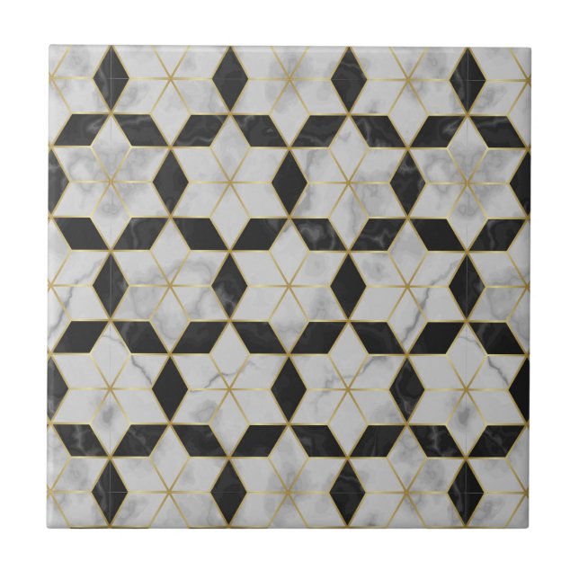 Azulejos de parede de banheiro pretos e dourados (Frente)