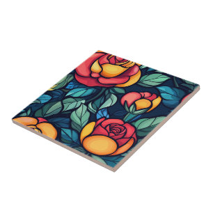 Azulejos De Rosa de Mosaico Coloridos Para Decoraç
