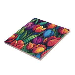 Azulejos De Tulipas Coloridas Para Banheiro