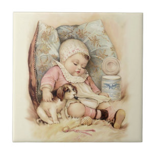Azulejos de Vintage e Crianças Vitorianas