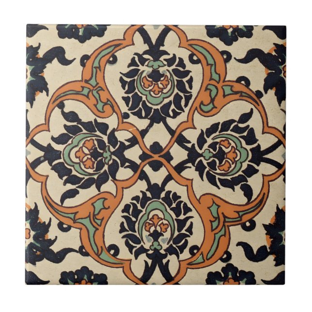 azulejos de vintagem de cerâmica pintada à mão (Frente)