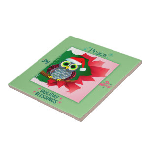 Azulejos Decorativos da Coruja de Natal