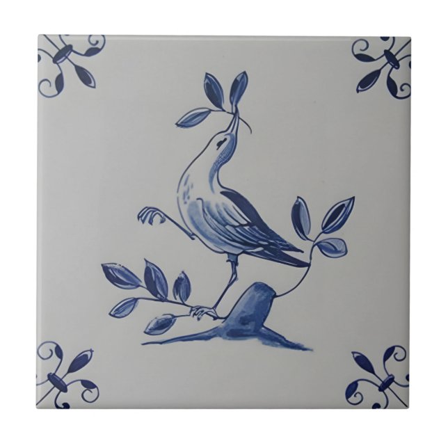 azulejos delft reproduções de folhas verdes comida (Frente)