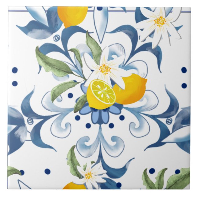 Azulejos do Mediterrâneo, azulejos sicilianos, maj (Frente)