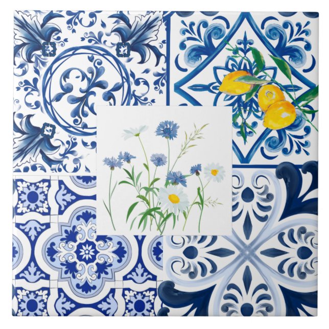 Azulejos do Mediterrâneo, azulejos sicilianos, maj (Frente)