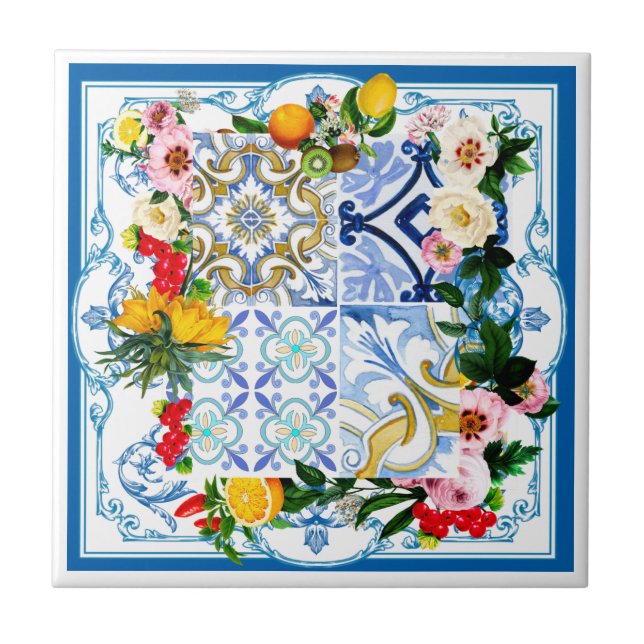 Azulejos do Mediterrâneo, majolica, estilo Sicilia (Frente)