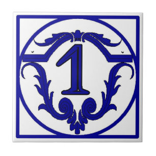 Azulejos do Número de Casa em Francês Azul