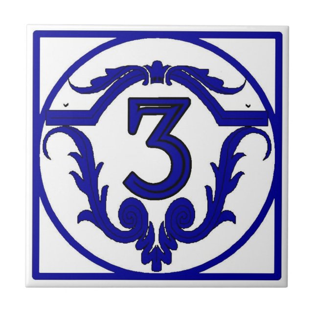 Azulejos do Número de Casa em Francês Azul (Frente)