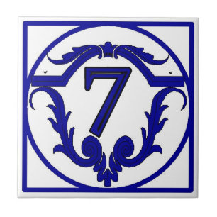 Azulejos do Número de Casa em Francês Azul