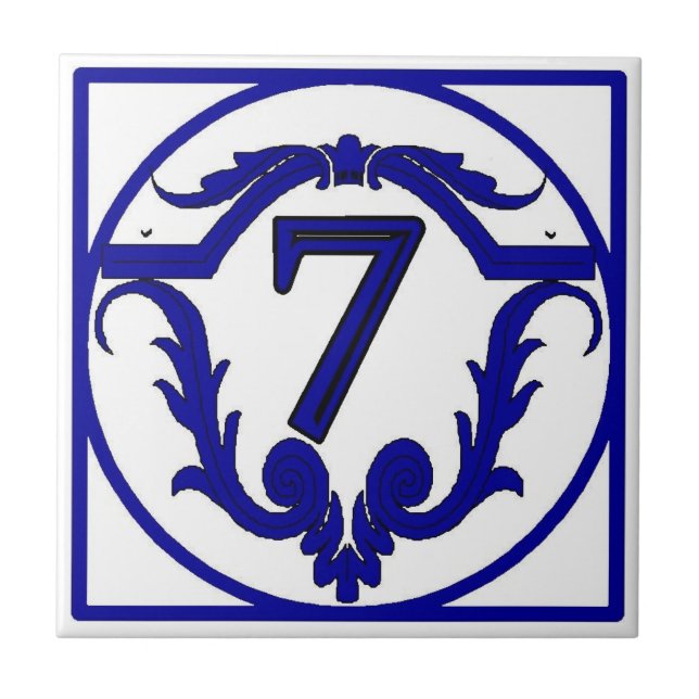 Azulejos do Número de Casa em Francês Azul (Frente)