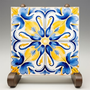 Azulejos Elegância Amarela Azul Ensolarada