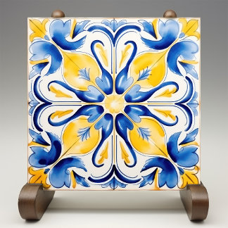 Azulejos Elegância Amarela Azul Ensolarada