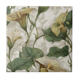 Azulejos Elegantes de Lírios da Art Nouveau para C