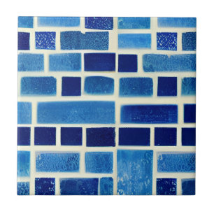 Azulejos elétricos azuis de arte geométrica branca
