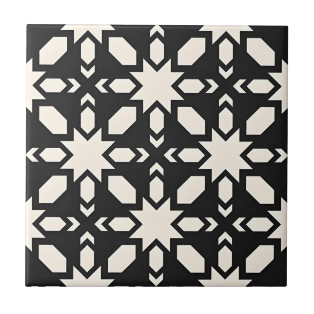 azulejos em forma de estrelas em preto e branco (Frente)