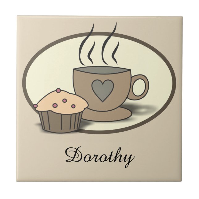 Azulejos feitos sob encomenda do café e do muffin (Frente)