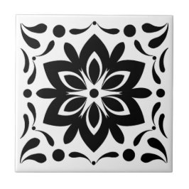 Azulejos Florais Preto e Branco