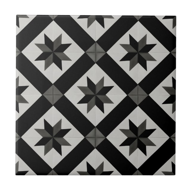 azulejos geométricos clássicos a preto e branco (Frente)