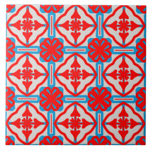 Azulejos Geométricos de Cerâmica Vermelha com Quat