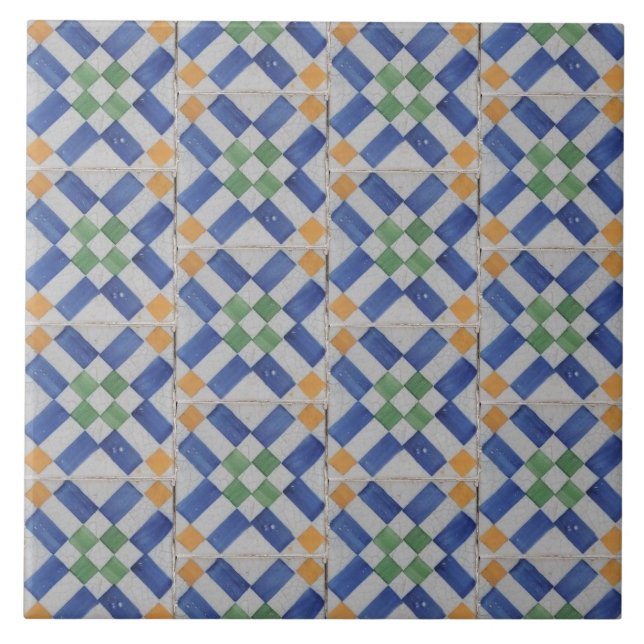 Azulejos Geométricos Espanhóis Repro Azulejo Azul  (Frente)