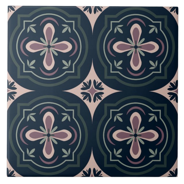 azulejos geométricos florais de cores terrosas (Frente)