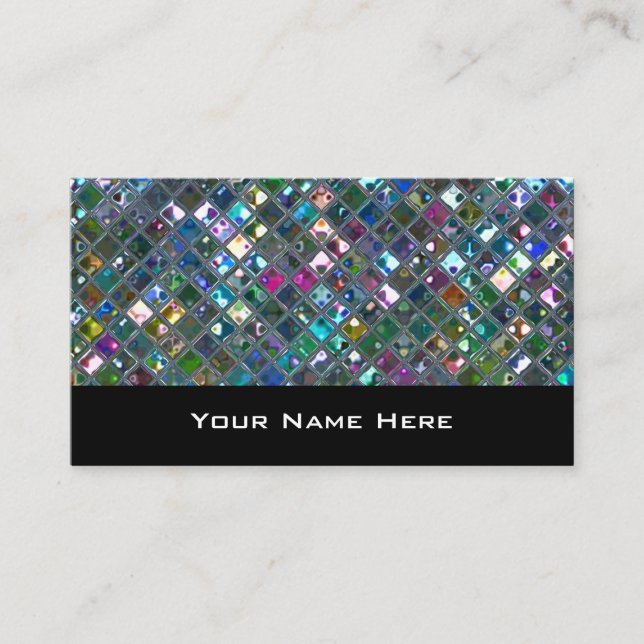 Azulejos Glitz com 2 cartão de visita preto multic (Frente)