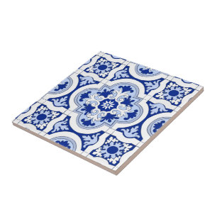 Azulejos italianos, majolica, padrão azul e branco