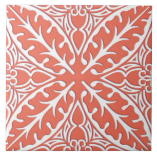 Azulejos marroquinos - alaranjado e branco corais