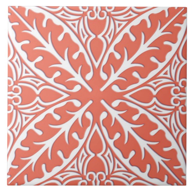 Azulejos marroquinos - alaranjado e branco corais (Frente)