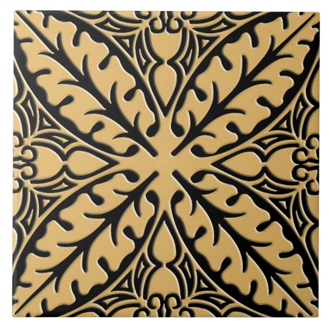 Azulejos marroquinos - bronzeado de camelo e preto (Frente)