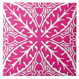 Azulejos marroquinos - cor-de-rosa fúcsia e branco