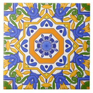 Azulejos mediterrâneos, majólica, verão, azulejo c