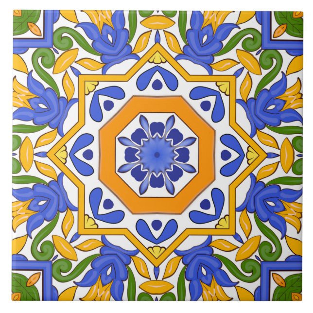 Azulejos mediterrâneos, majólica, verão, azulejo c (Frente)