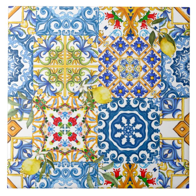 Azulejos mediterrânicos, majolica, estilo Sicilian (Frente)