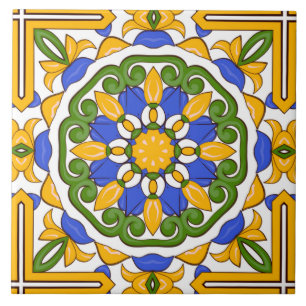 Azulejos mediterrânicos, majolica, Siciliana, Azul