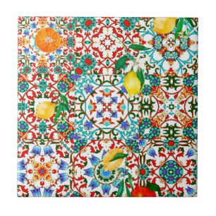 Azulejos mediterrânicos,mosaico,limão,arte de verã