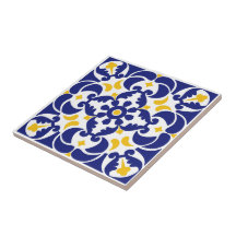 Azulejos mediterrânicos Padrão Azul e Amarelo