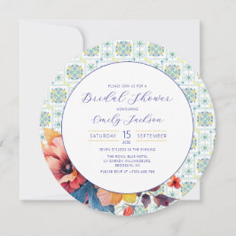 Azulejos mexicanos elegantes Floral Blue