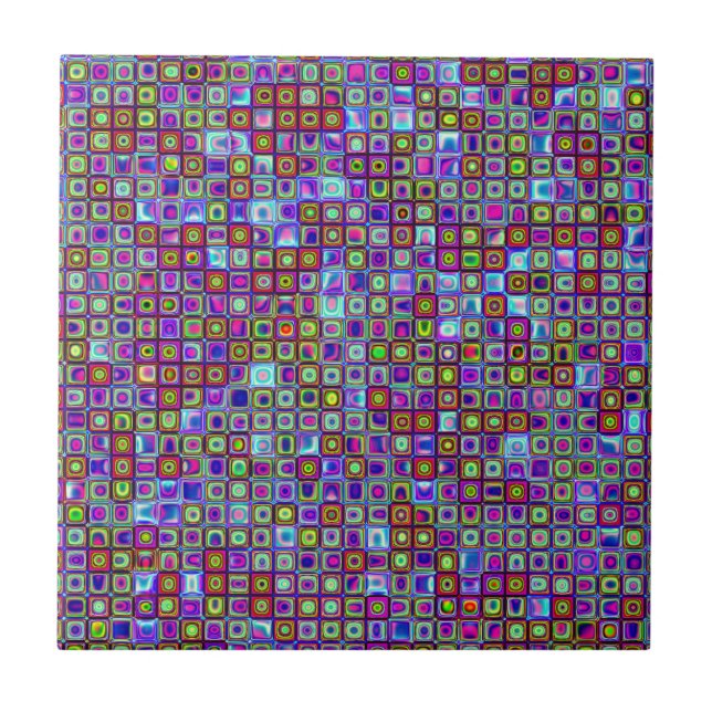 Azulejos Mosaico Funky Roxo Fumegante Padrão Retro (Frente)