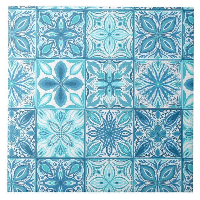 azulejos ornamentados em azul e branco (Frente)