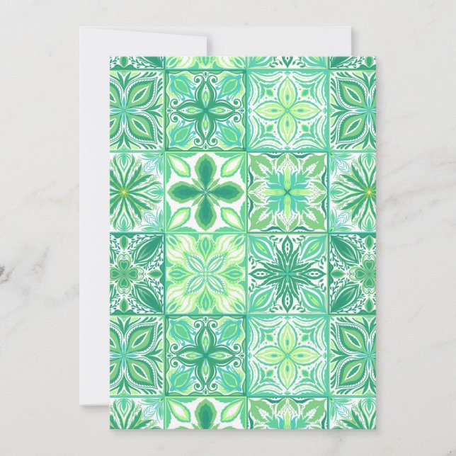 azulejos ornamentados em verde e branco (Frente)
