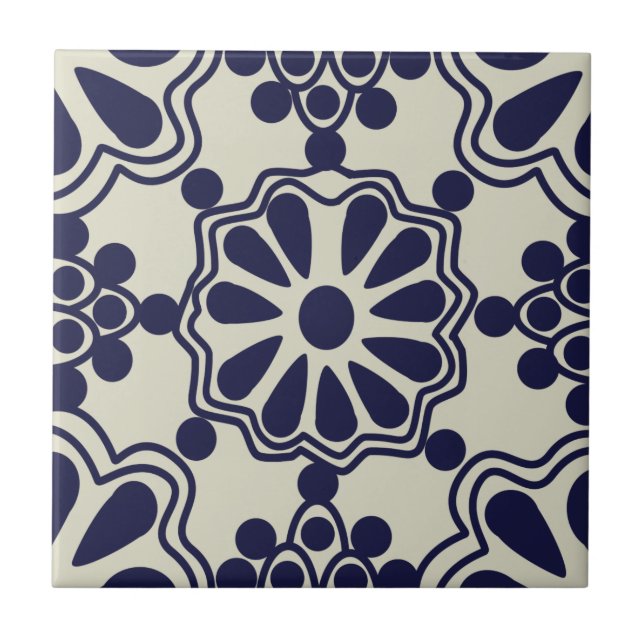 Azulejos - Padrão Mexicano Azul/Branco (Frente)