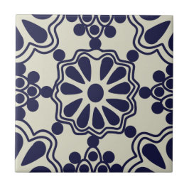 Azulejos - Padrão mexicano azul/branco apagado