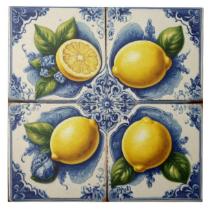 Azulejos Portugueses Azulejos Lemons Vintage Blue