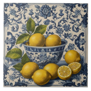 Azulejos Portugueses Azulejos Lemons Vintage Blue